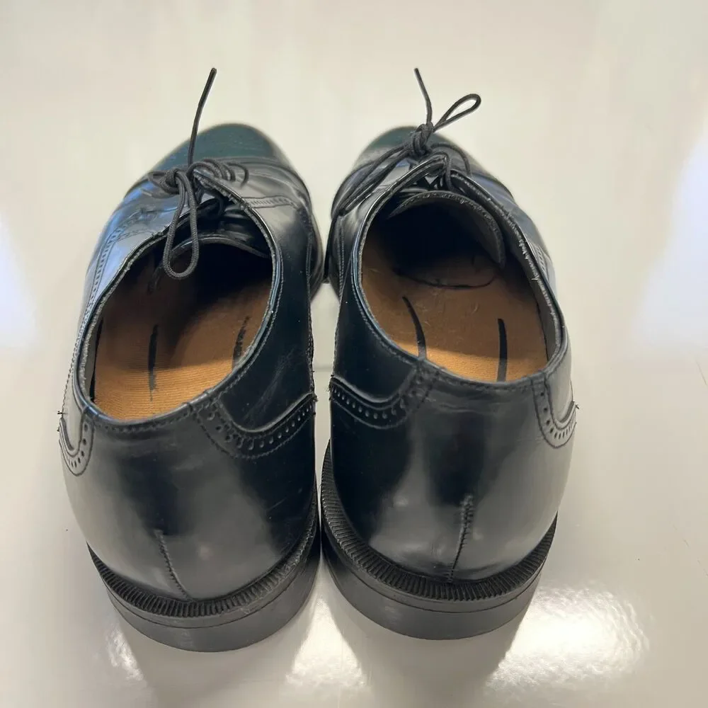 G.H. Bass Cap Toe Oxford Shoes Mens 10.5 Black Leather USA Made W300-1 Dress